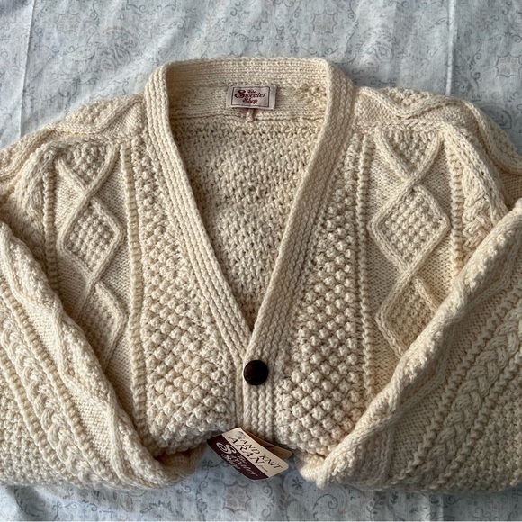 Cream Chunky Knit Cardigan Sweater - Picture 13 of 16